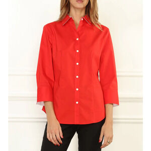 HINSON WU SHIRT DIANE CLASSIC FIT 3/4 SLEEVE SHIRT CERULEAN